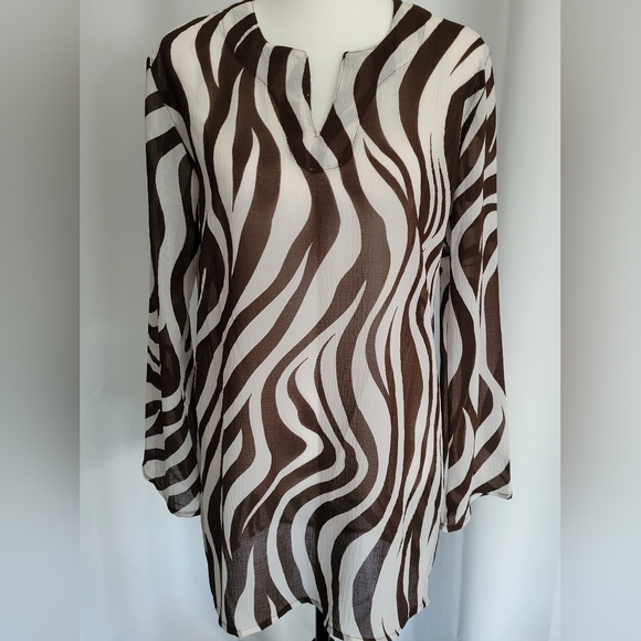 WANT! Zebra Print Sheer Swim Cover, M - Picture 2 of 6